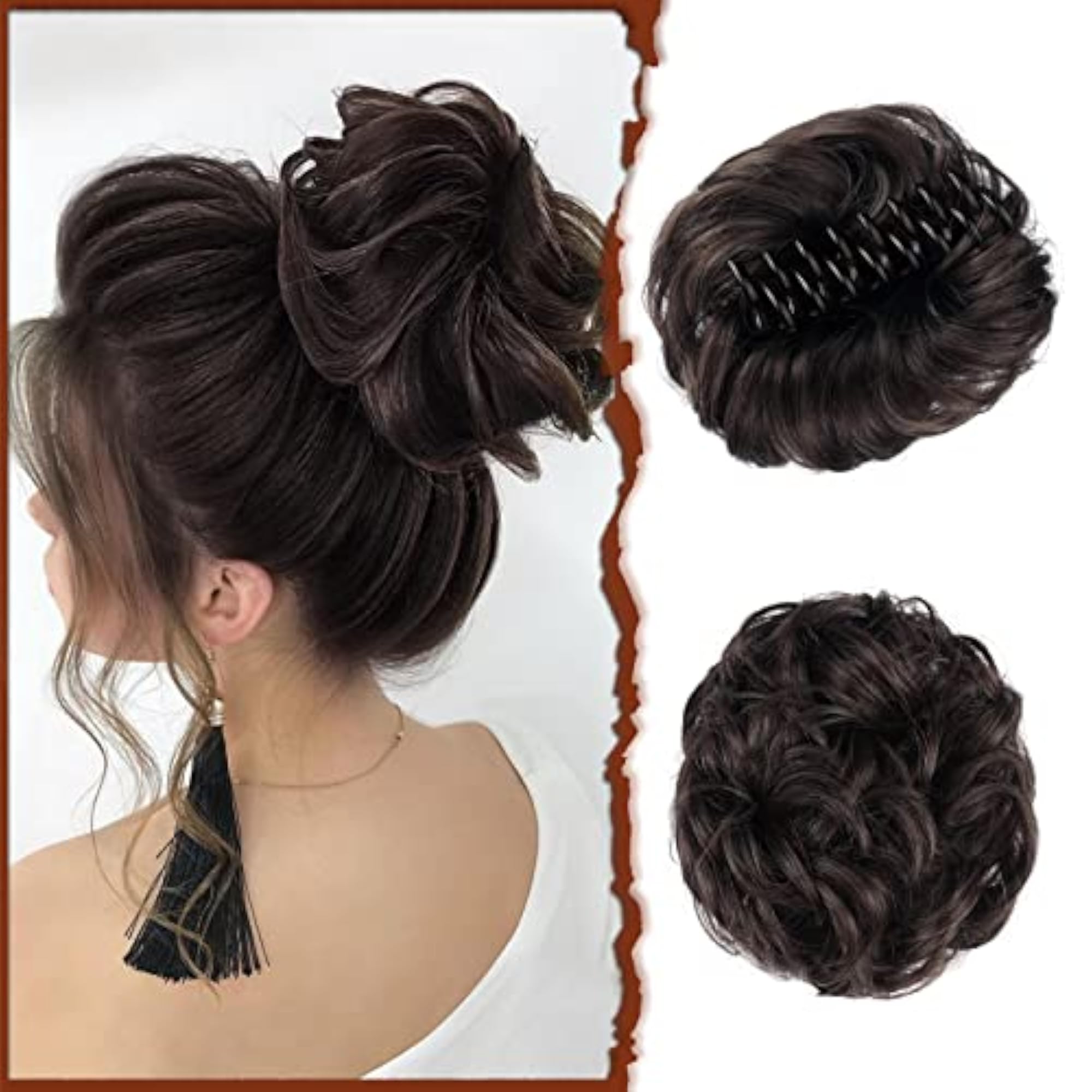 Women's Wavy Curly Claw Clip Hair Bun Extension