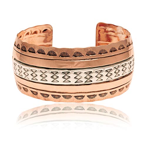 $350Tag Copper Silver Certified Authentic Navajo Native American Cuff Bracelet 12951 Made By Loma Siiva