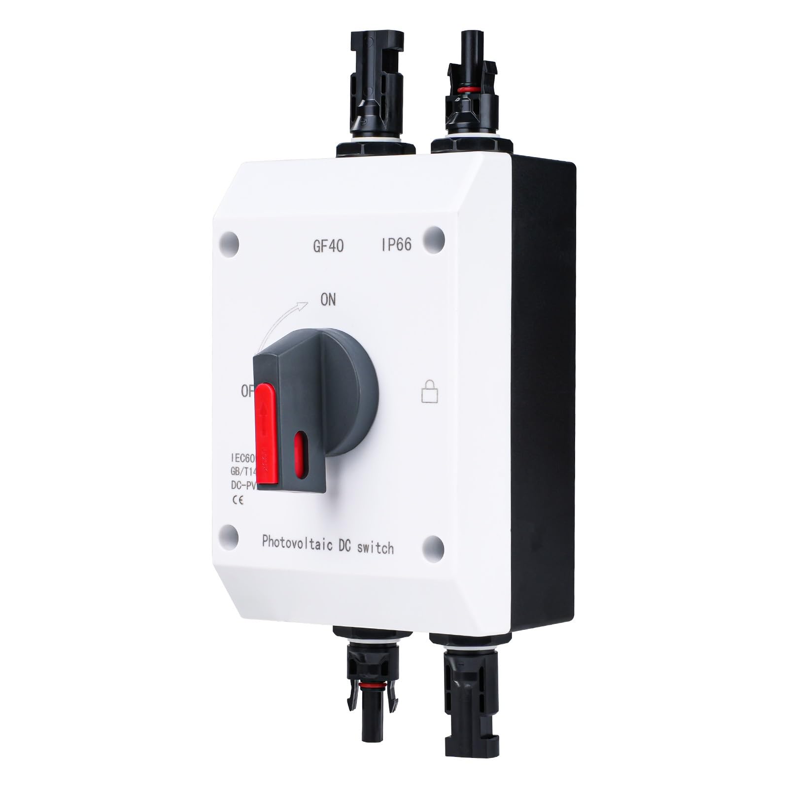Jadeshay Sezionatore DC Fotovoltaico 32A 1000V CC Commutatore Interruttore di Trasferimento Solare Impermeabile IP66 per Scatole Combinate Solari Camper Barche e Sistemi Solari ON-Grid/OFF-Grid