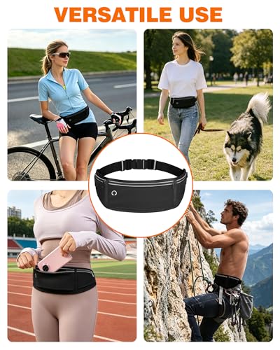 FitDA Nerka do Biegania, Pas do Biegania Damski i Męski Regulowany, Wodoodporna Saszetka na Telefon z 3 Przegrodami, do Jazdy na Rowerze, Joggingu, Fitnessu i Podróży, Czarna