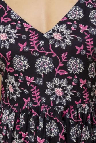 Image of Women's Printed Halter Neck Kurti Top | Sleeveless V-Neck Short Tunic with Back Tie-Up | Casual Ethnic & Summer Wear