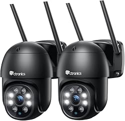 Ctronics Caméra Surveillance WiFi Extérieure 4MP PTZ, Noi…
