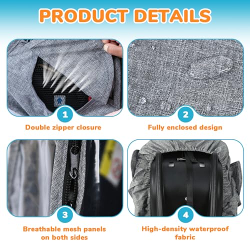 Image of SNOWIE SOFT Sun & Rain Cover for Baby Bassinet Carrier, Protective Clear Roll-up Zipper Curtain, Breathable & Lightweight, Splashproof, Windproof & Dustproof Outdoor Baby Carry Cot Shield