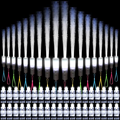 Jexine 200 Pieces Led Glow Fiber Optic Wands Bulk 150 Rave Finger Lights 50 White Fiber Optic Wand Wedding Glow Sticks Long 3 Light Modes Wedding Light Up Party Favors For Kids Adults #TOP25