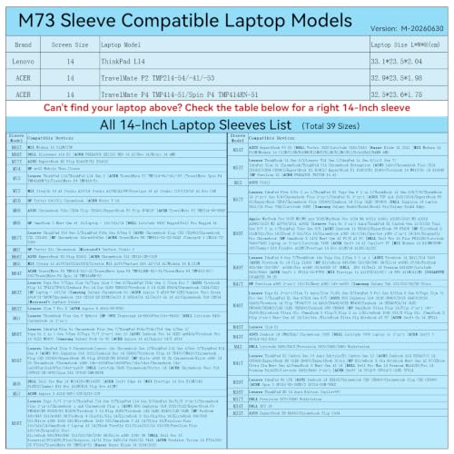 Image of Smatree M73 Hard Protective 14 inch Laptop Sleeve Case for Lenovo /ACER | Compatible for Lenovo ThinkPad L14 Gen 2, for ACER TravelMate P2 TMP214 /P4 TMP414 (X8263)
