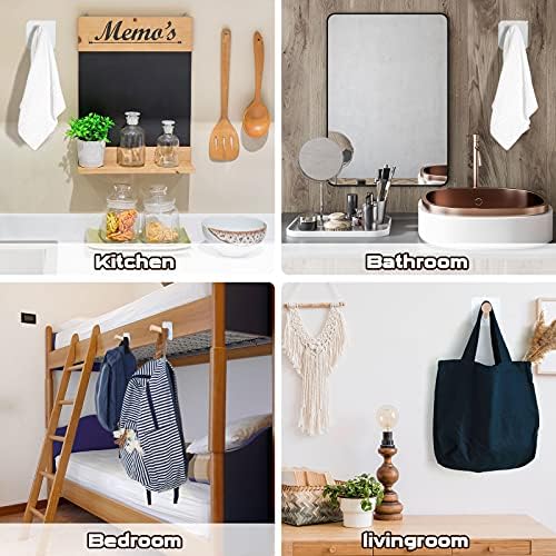 Jetec 12 Pieces Hat Hooks for Wall Hat Hanger Hat Hooks Hat Pegs Adhesive Wood Hooks Self Adhesive Hooks Wooden Hat Rack Coat Hooks Wall Mounted Hook for Hanging Towel Coat Hat Bag (6 cm/ 2.4 inch)