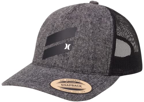 Hurley Men's Baseball Cap - Icon Slash Curved Brim Trucker Hat, Size One Size, Solid Black