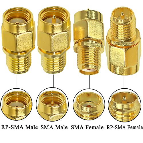 TUOLNK SMA to RP-SMA Coaxial Connector Kit 4 PCS RF Adapter for WiFi /4G LTE Antenna, Router,Goggles FPV Drone Signal Booster - Image 2