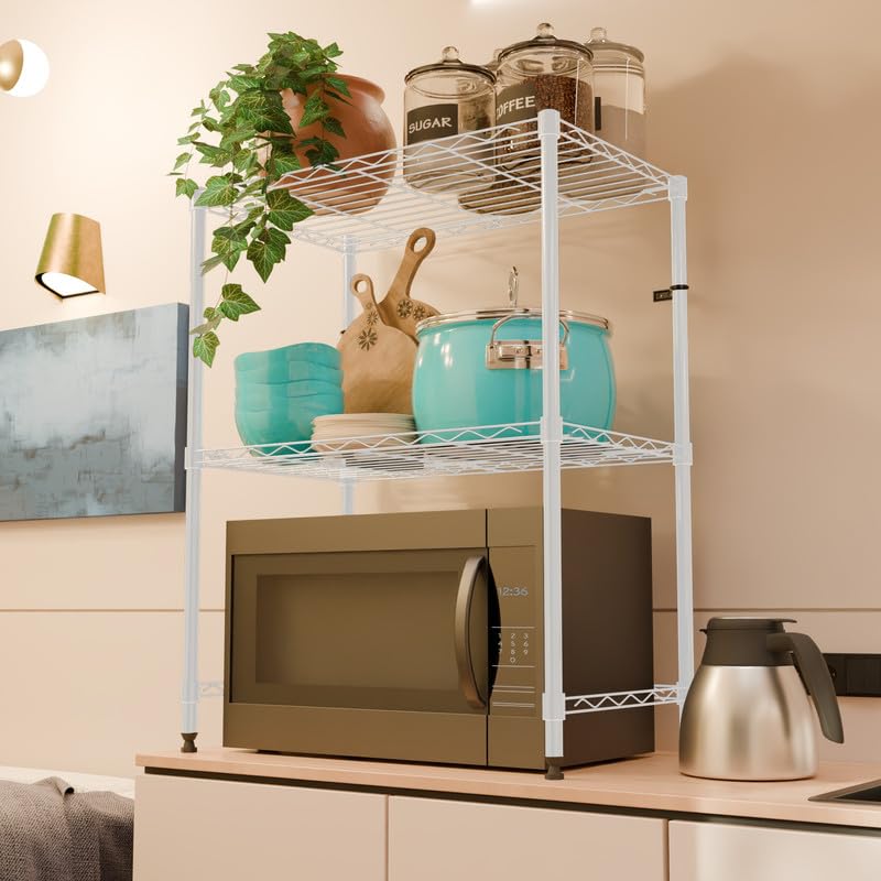Image of 2-Shelves Microwave Large Heavy Duty Steel Storage Rack | Multipurpose Shelving Unit for Kitchen, Home & Utility A
