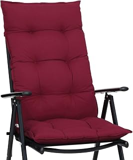 Detex® Set de 6 Cojines para Sillas de Jardín con Respaldo Alto Rojo 122x48cm Almohadillas de Asiento
