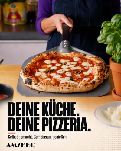 Foto von AMZBBQ® Pizzaschieber perforiert 30×30×66 cm – Pizzaschaufel aus Aluminium