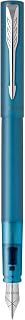 Pluma estilográfica Vector XL de plumín fino | Laca de color verde azulado metálico sobre latón con detalle en cromo | Plumín fino con recambio de tinta azul | Estuche de regalo