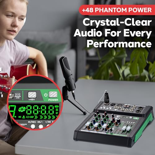 Image of Pyle 6 Channel Audio Mixer - 2 XLR Combo Mic Inputs, Bluetooth Studio Mixer /DJ Controller with DSP Digital Effects, USB-A In with MP3 Player, PC Recording, LED Level Meter, Smooth Dials and Faders