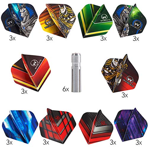 Whimlets Dart Flights and Accessories – Sets of Standard Shape Darts Flights with Flights Protectors, Darts Accessories Kit…