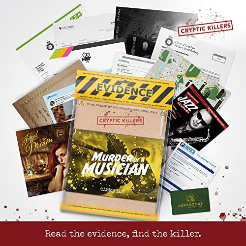 Unsolved murder mystery game - Cold Case Files Investigation - Detective clues / evidence - Solve the crime - Individuals, date nights & party groups - "Murder of a Musician" by CRYPTIC KILLERS