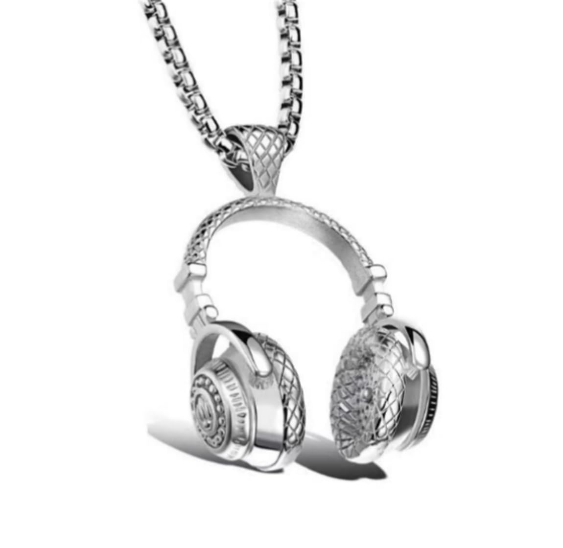 LXSSLY Headphone Necklace for Men,Hip Hop Punk Rock Headphones Pendant,Goth Music Charm Pendant Necklace,Cool Stainless Steel Jewelry for Men Women