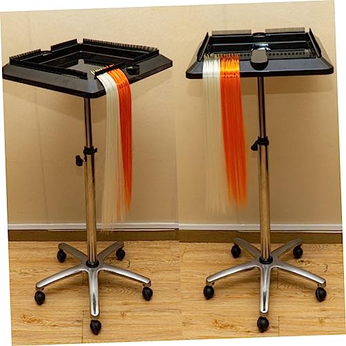 Chariot de coiffure ajustable en métal noir avec plateau