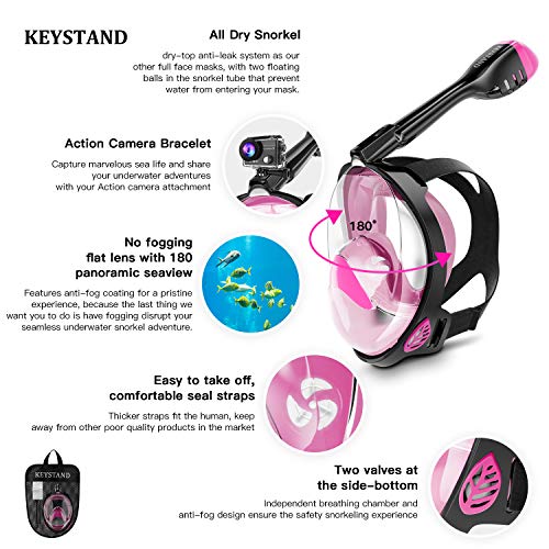 image for Keystand Full Face Snorkel Mask,Breathing Mechanism Snorkeling Masks f