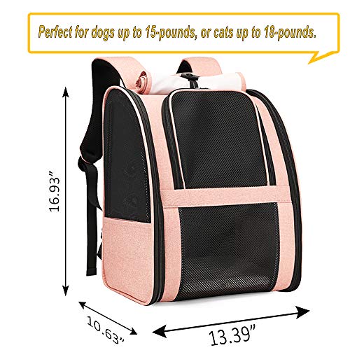 Mochila para transporte de animais de estimação Texsens com persiana de janela para cães pequenos, d