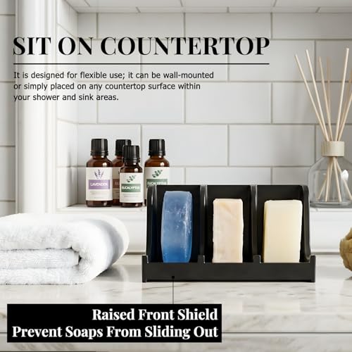 Image of Soap Holder for Shower Wall, 3-Compartment Soap Dish for Shampoo, Conditioner and Body Soap, Fast Draining & Rust-Proof & Heavy Duty, Ultra-Strong Adhesive for Long-Term Bathroom Use & Freestanding
