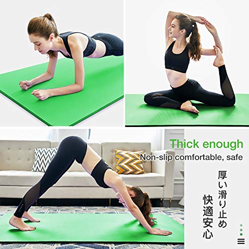 Gruper ヨガマット 185*80cm/183*61cm 幅広 多機能高級運動 トレーニングマット エクササイズマット ヨガ ピラティス マット 厚さ 10mm/15mm 高密度 ニトリルゴム 滑り止め マットバッグ ストラップ 収納ケース付 (185*80*1cm, 緑+収納袋) 7枚目