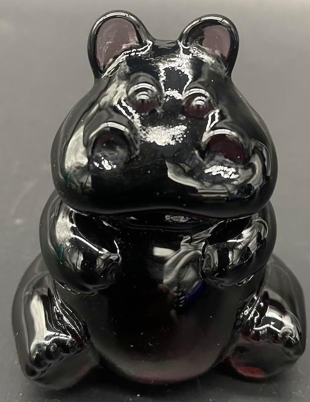 Hipopótamo - Figura de cristal sólido - Hecho en Estados Unidos - Fenton Art Glass (ciruela)