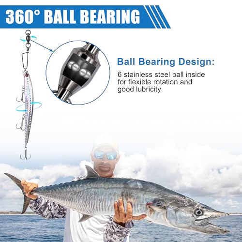 image for AGOOL Fishing Swivels Snaps Ball Bearing Swivels with Coastlock Snap S