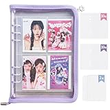 GOKEI シール帳 A5 クリア ラメ入り バインダー 【本体1個 4ポケット単面リフィル10枚 1ポケット単面リフィル10枚 シール専用台紙2枚】 シール 手帳 カードスリーブ カードポケット ミニ プリ帳 透明シール帳 PPシート 女の子 コラージュノート A5 クリアラメ・パープル