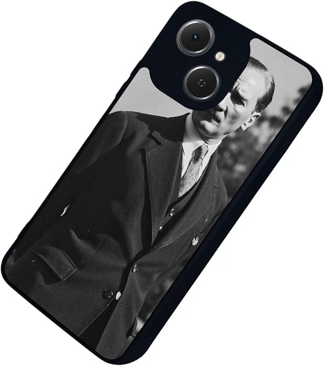 Tecno Spark 40C ile Uyumlu Kılıf, Yumuşak Silikon, Koruyucu, Şok Emici, Siyah, Atatürk Baskılı