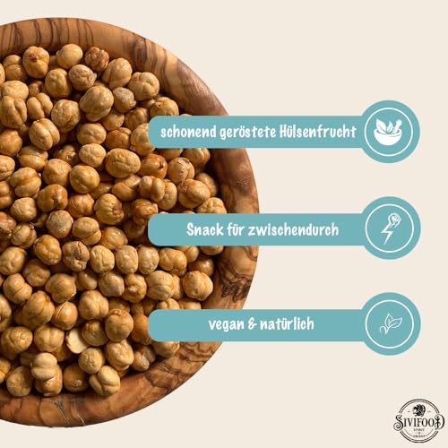 SIVIFOOD geröstete Kichererbsen im 1kg Vorteilspack - ganze Kichererbsen natürlich geröstet ungesalzen geschält ohne Zusatzstoffe Snack Hülsenfrüchte ganz ohne Salz Leblebi ezmesi roasted chickpeas