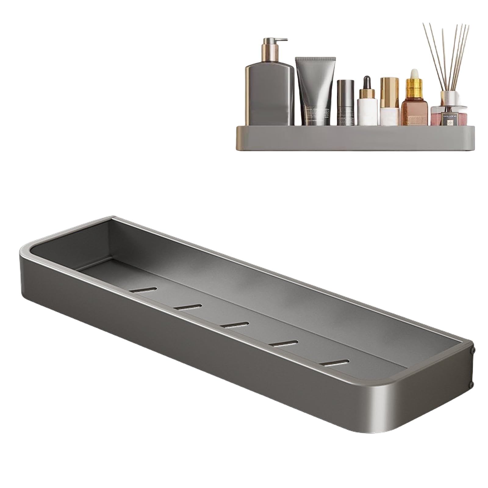 FENGZIZH Stainless Steel Shower Rack Shower Caddy - Large Capacity No Drilling Bathroom Organizer Rust Proof Adhesive Wall