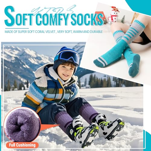 Velice Kids Merino Wool Ski Socks 3 Pairs Boys Girls Thermal Thick Warm Winter Cozy Boot Socks for Skiing Snowboarding3
