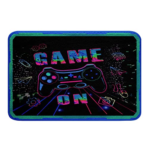 Feelyou Gaming Bathroom Rugs for Gamer Game Bath Rugs for Shower Tub Gamepad Purple Blue Bath Mats for Bathroom Modern Game Console Controller Bathroom Accossories 20"x32"