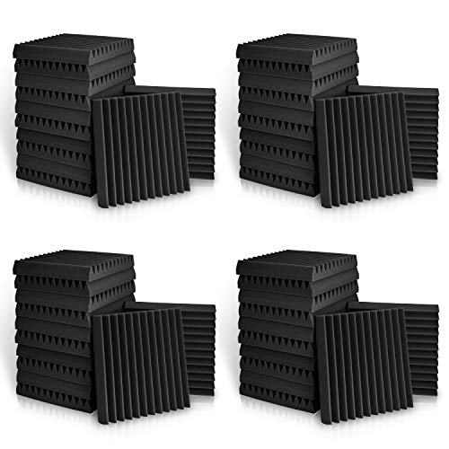 Acoustic Panels, 2 X 12 X 12 Acoustic Foam Panels, Studio Wedge Tiles, Sound Panels wedges Soundproof Sound Insulation Absorbing Home and Office (48 Pack, Black)