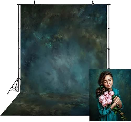 Miniatura 1 de Fondo abstracto retro de 5 x 7 pies, fondo verde para fotos, retratos, fondo de color sólido, degradado, liso, mullido, para baby shower, fiesta,