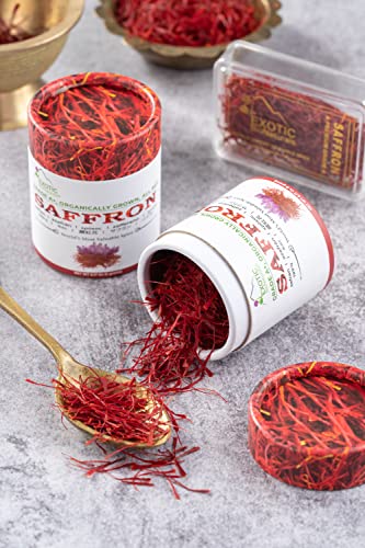 Exotic Bionaturals Saffron | Super Negin Grade A+ Saffron Spice | Non-Gmo Verified Saffron Threads For Cooking Risotto, Paella, Bomba Rice, Golden Milk And Saffron Tea (14 Grams / 0.49 Ounce) #TOP1