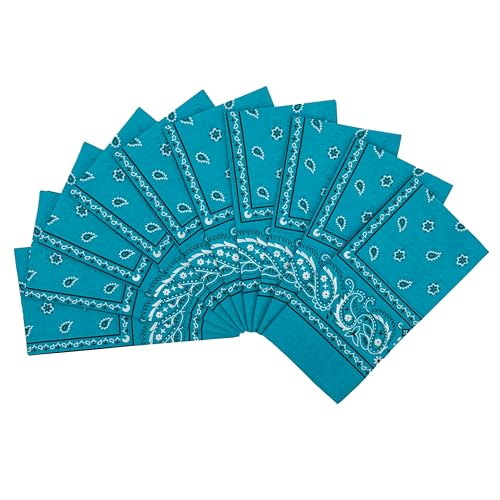 Vamqor 100% Cotton 10 Pack Fine Bandanas (Turquoise)