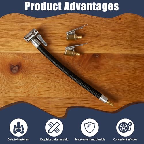 Ventilverlängerung Set, 20cm Reifenfüller Schlauchadapter mit 2 Stück 8mm Autoventil Hebelstecker Air Chuck, Reifenfüllschlauch Messing Autoventil Adapter, für Auto Fahrrad Motorrad Kompressor