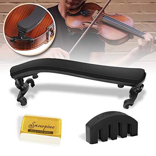 Violin Shoulder Rest for 4/4-3/4 size,Collapsible and Height Adjustable Feet,Violin universal Type Violin Parts soft safety easy to use,High strength sponge,Including Violin Mute and Violin rosin
