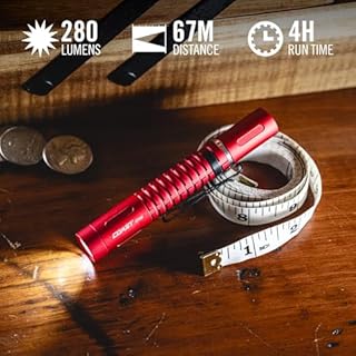 COAST XT10R 280 Lumen USB-C Rechargeable Pocket Flashlight/Penlight with TWIST FOCUS and Two-Way Clip, 3 Bite Caps included, Pocket Size for EDC, Work and Emergencies, RED