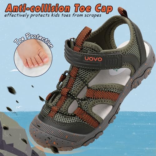 UOVO Boys Girls Summer Water Sandals Closed Toe Lightweight Outdoor Sport Shoes(Toddler/Little Kid/Big Kid)4