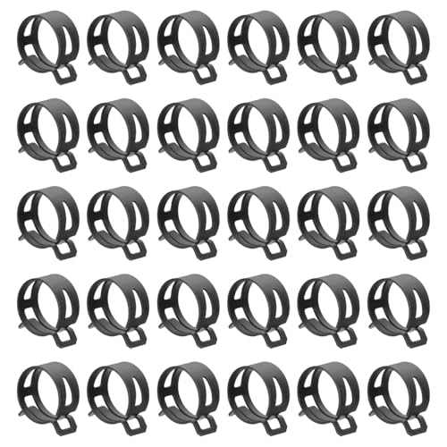 Image of sourcing map 30pcs Spring Band Type Hose Clamps 22mm Fuel Line Hose Spring Clip Silicone Vacuum Hose Pipe Clamp Low Pressure Tube Clip Fastener, Black