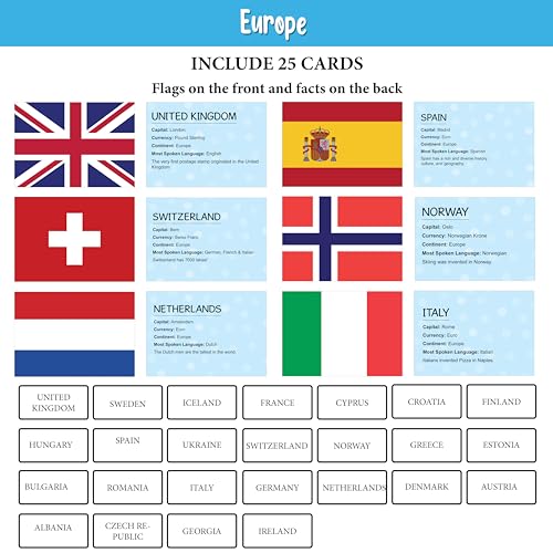 Image of Country Flag Flashcards for Kids Ages 3+ | 100 Educational Cards with Capitals, Currencies, Continents & Languages | Early Learning Montessori Toy | Fun Birthday Gift for Boys & Girls