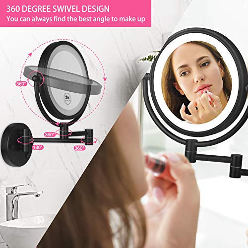 Sanawell Led Wall Mounted Makeup Mirror 8 Inch Double Sided With 1X/3X Magnification Extendable Lighted Magnifying Vanity Mirror With Light 360° Swivel Round Bathroom Mirror Powered By Plug In #TOP3