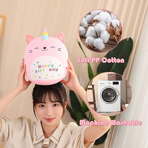 Image of SQEQE Cat Plush Toy Unicorn Cat Stuffed Animal Cute Birthday Cat Plushies Pillow Soft Plushie Doll Gifts for Kid Decor(Pink Caticorn, 10 Inch)