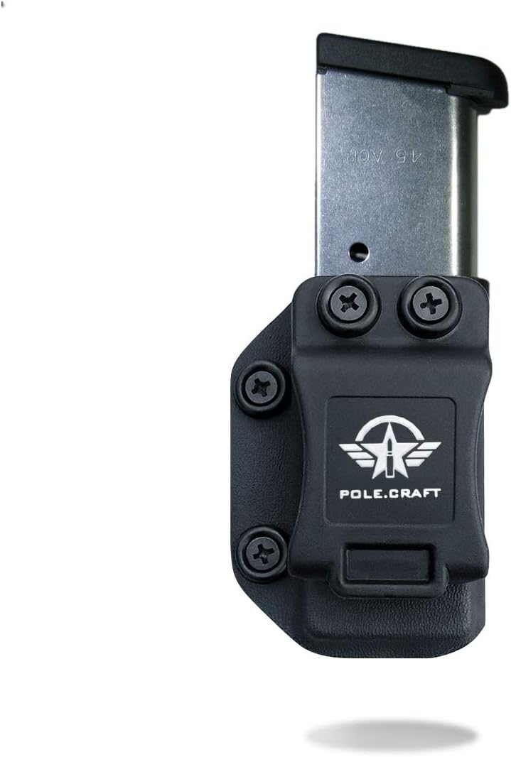 POLE.CRAFT IWB/OWB Magazine Holster Kydex - Mag Carrier Fits: 9mm .40 Double Stack / 9mm .40 Single Stack - P365 1911 Glock 19 19X 17 26 27 28 43 22 23 25 26 27 31 32 33 34 35 37 38 Glock43X .. Mag