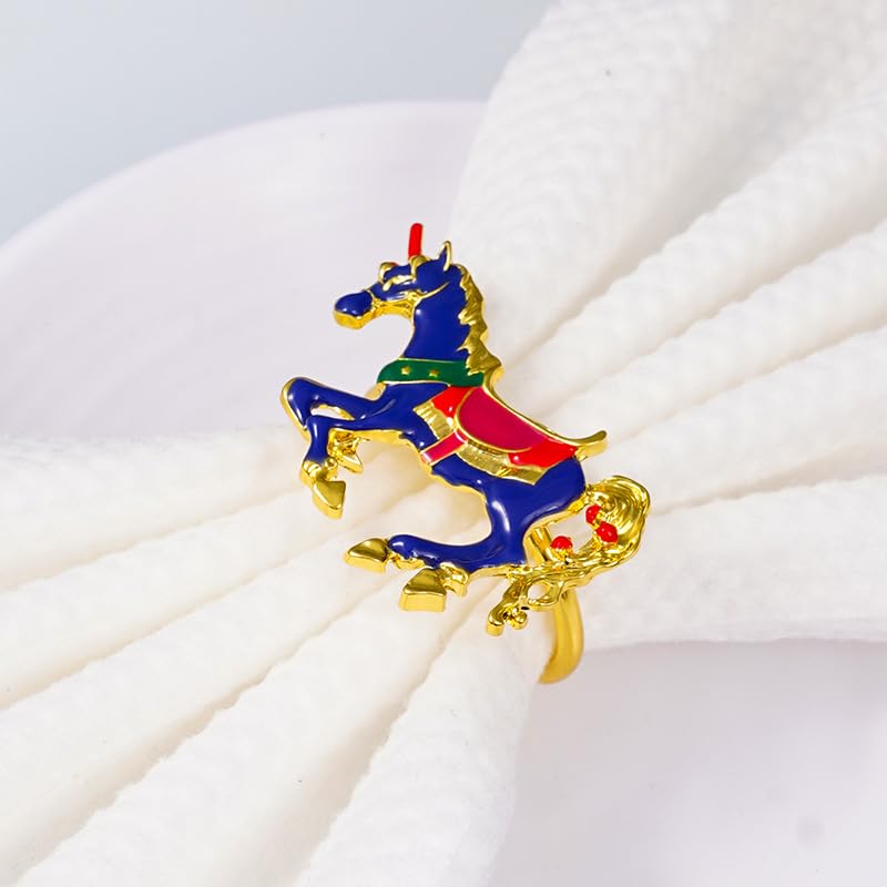 Lot de 12 Ronds de Serviette en métal plaqué Or pour Table à Manger, fête de Noël, Porte-Bonheur Junma.