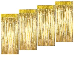 YiliYa Lametta Vorhänge Gold Glitzer 4 Stück