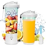 TOPESCT 600 ml Tragbarer Mixer Smoothie Maker, Mini Smoothie Mixer USB Wiederaufladbar, Starke Schneidleistung mit 6 Ultrascharfen Klingen für Reise, Büro & Sport (Weiß)