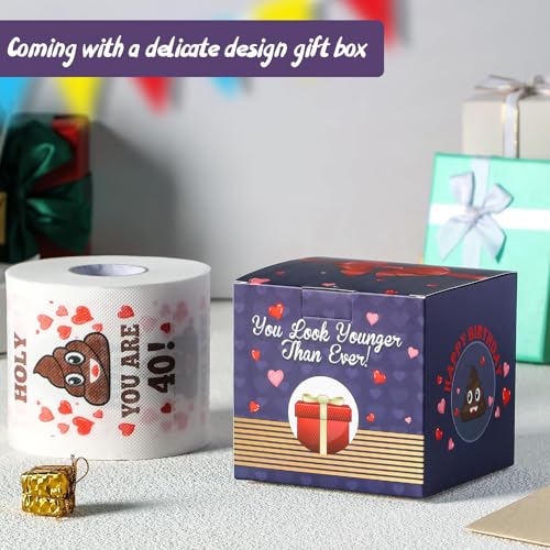 40th Birthday Gifts for Women, Men, Her, Him - Happy Prank Toilet Paper - 40th Birthday Decorations, Party Supplies Favors - 40 Years Old Funny Gag Gift Ideas, Novelty Bday Present for Friends, Family - Image 4